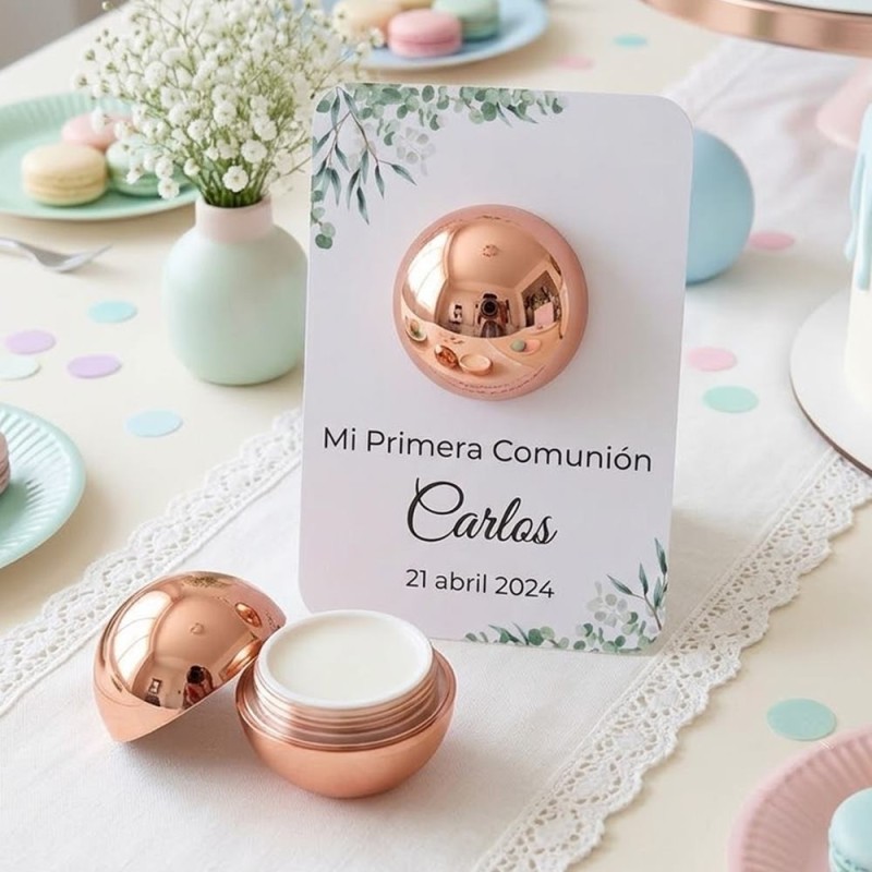 Bálsamo Labial Esfera Esquinas Ramas Verdes | Diseño Minimalista