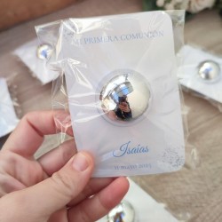 Bálsamo Labial Esfera Comunión Cruz Plateada | Detalle Elegante y Sobrio