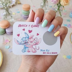 Tarjetas Rasca y Gana Stitch y Angel | Amor y Diversión Espacial