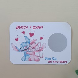 Tarjetas Rasca y Gana Stitch y Angel | Amor y Diversión Espacial