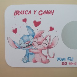 Tarjetas Rasca y Gana Stitch y Angel | Amor y Diversión Espacial
