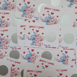 Tarjetas Rasca y Gana Stitch y Angel | Amor y Diversión Espacial