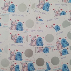 Tarjetas Rasca y Gana Stitch y Angel | Amor y Diversión Espacial
