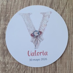 Etiqueta Adhesiva Inicial V | Detalles de Vestido de Comunión