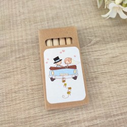Caja Pequeña de 6 Lápices de Colores Recién Casados | Un Detalle con Amor