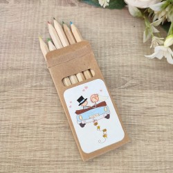 Caja Pequeña de 6 Lápices de Colores Recién Casados | Un Detalle con Amor