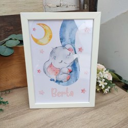 Lámina Enmarcada Baby Elefante | Decoración Infantil Personalizada