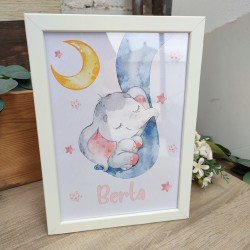 Lámina Enmarcada Baby Elefante | Decoración Infantil Personalizada