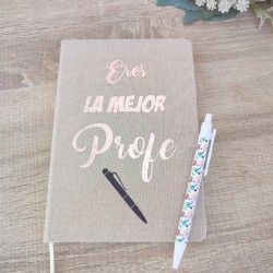 Cuaderno y Bolígrafo "Eres la Mejor Profe" | Regalo Personalizado de Fin de Curso