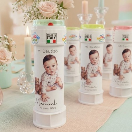Pompero Bautizo Bebé Osito | Detalle Divertido y Personalizado