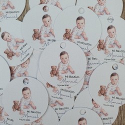 Etiqueta Personalizada Niño con Oso de Peluche | Detalles de Eventos