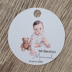 Etiqueta Personalizada Niño con Oso de Peluche | Detalles de Eventos