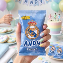 Gusanitos de Fútbol Real Madrid | Snacks Personalizados para Fiestas
