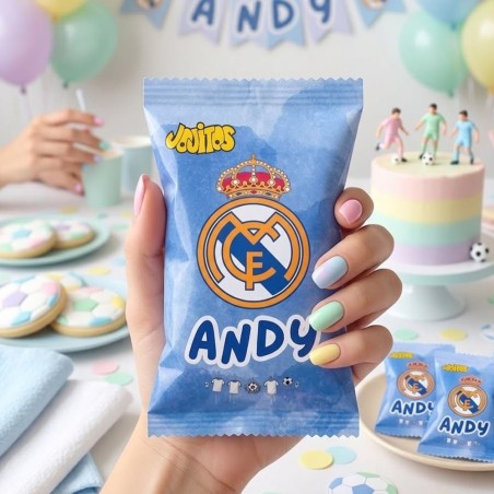 Gusanitos de Fútbol Real Madrid | Snacks Personalizados para Fiestas