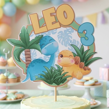 Cake Topper Sencillo Dinosaurios | Decoración de Tartas Limpia y Bonita