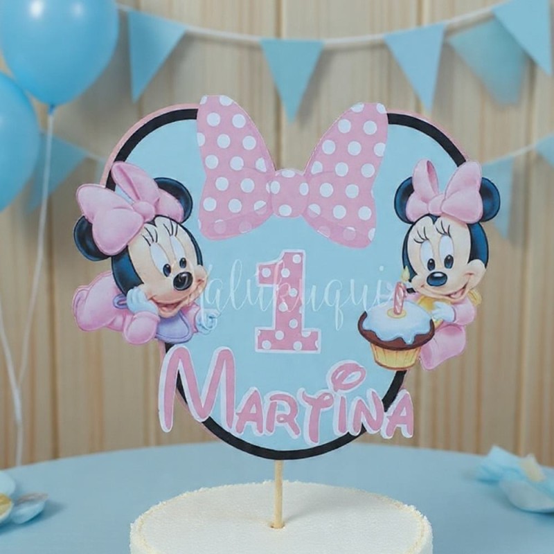 Cake Topper 3D Baby Minnie Mouse Disney | Decoración de Tartas Personalizada