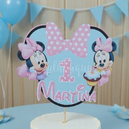 Cake Topper 3D Baby Minnie Mouse Disney | Decoración de Tartas Personalizada