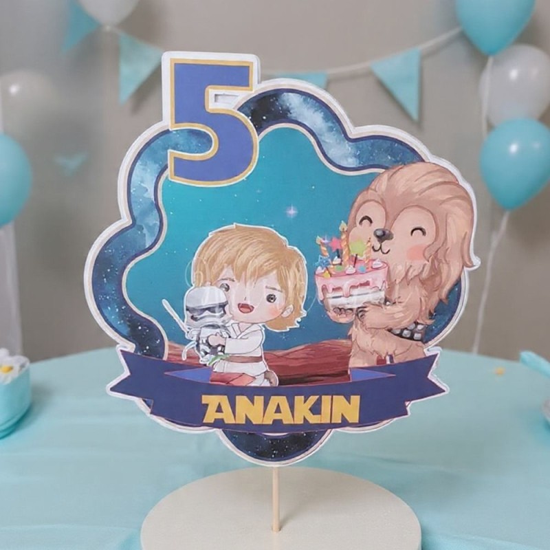 Cake Topper Sencillo Star Wars | Decoración de Tartas Limpia y Galáctica
