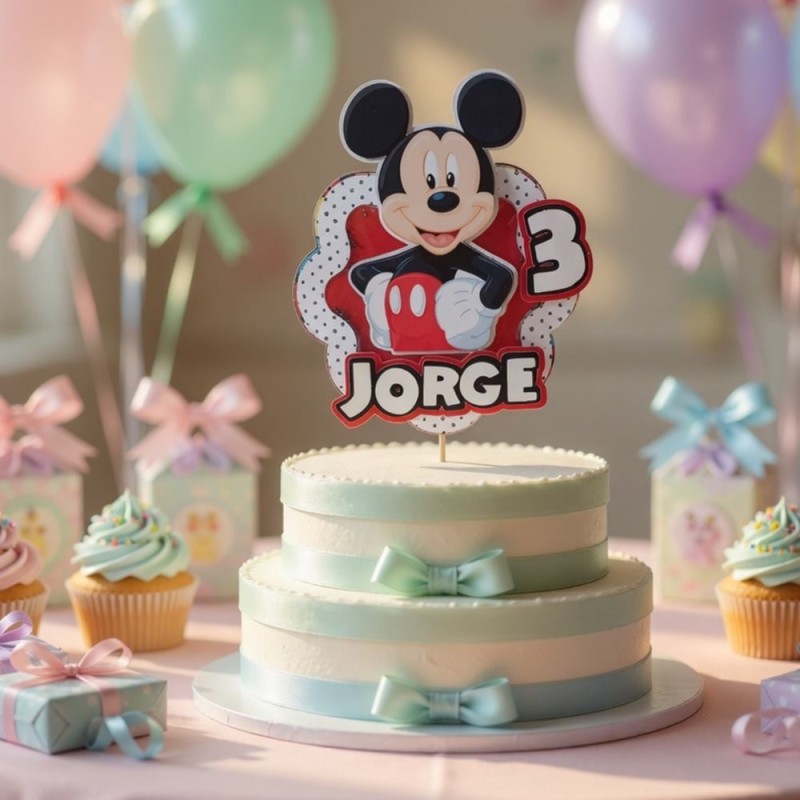 Cake Topper 3D Mickey Disney | Decoración de Tartas Personalizada