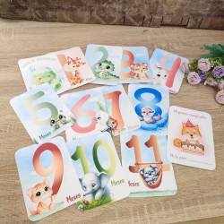 Tarjetas Cuenta Meses Recién Nacido Animales | Milestone Cards Bebé