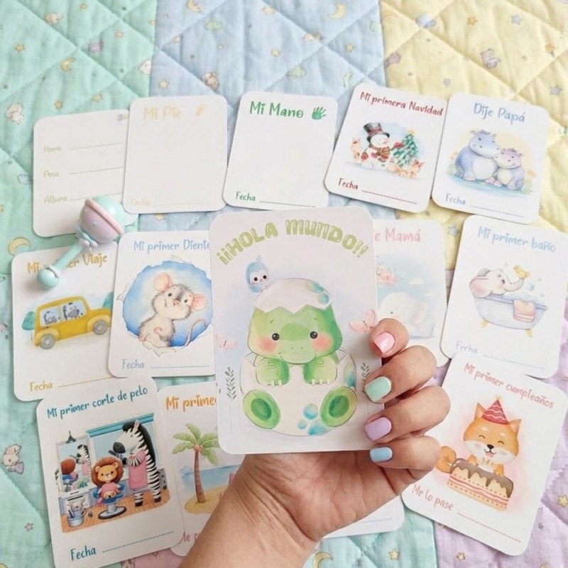 Tarjetas Cuenta Meses Recién Nacido Animales | Milestone Cards Bebé