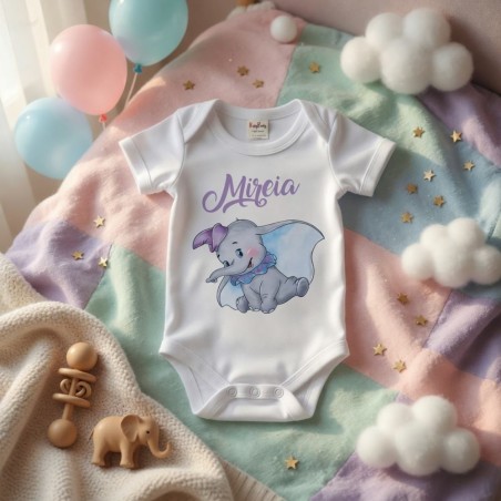 Body de Bebé Manga Corta Dumbo Disney | Ropa Personalizada