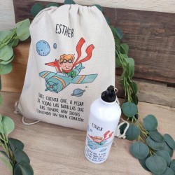 Pack El Principito en Avioneta Personalizado: Tote Bag / Mochila + Botella