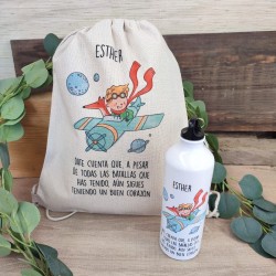 Pack El Principito en Avioneta Personalizado: Tote Bag / Mochila + Botella
