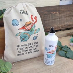 Pack El Principito en Avioneta Personalizado: Tote Bag / Mochila + Botella