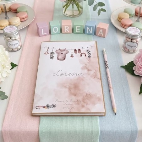 Pack Bautizo Eco: Cuaderno A5 Kraft + Lápiz | Ropita Tendedero