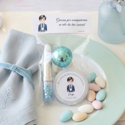 Pack Comunión Niño Personalizado: Espejo + Bálsamo Bola + Bolígrafo Purpurina
