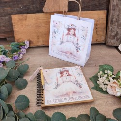 Libro de Firmas Kraft Niña Comunión 20x20 cm | Álbum Personalizado