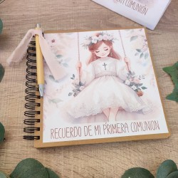 Libro de Firmas Kraft Niña Comunión 20x20 cm | Álbum Personalizado