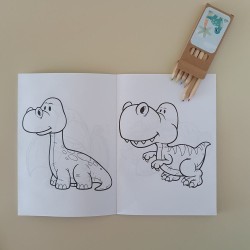 Libro de Colorear Dinosaurios + Caja de Colores | Detalle Infantil Completo