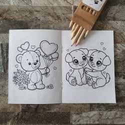 Libro de Colorear para Bodas A6 + Caja de Colores | Detalle Infantil Elegante