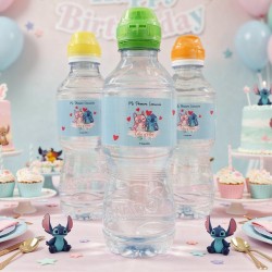 Etiqueta Adhesiva Stitch y Angel Disney Azul | Botella de Agua
