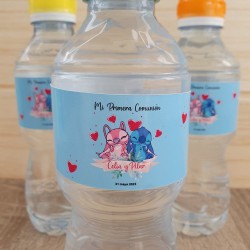 Etiqueta Adhesiva Stitch y Angel Disney Azul | Botella de Agua