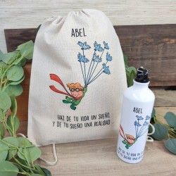 Pack Regalo El Principito Pájaros | Mochila/Tote + Botella Personalizada
