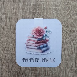 Marcapáginas Imantado Libros con Rosa | Accesorio Literario Romántico