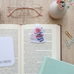 Marcapáginas Imantado Libros con Rosa | Accesorio Literario Romántico