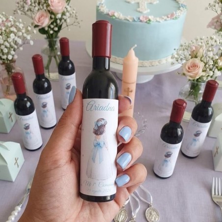 Sacacorchos Personalizado Niña de Comunión Lazo Azul | Regalo Útil