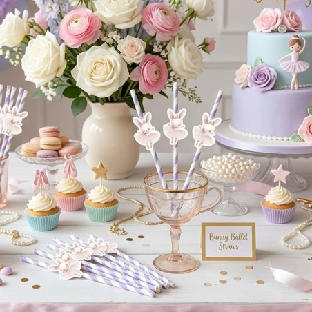 Lote de 10 Cañitas Personalizadas Temática Ballet | Detalle de Fiesta