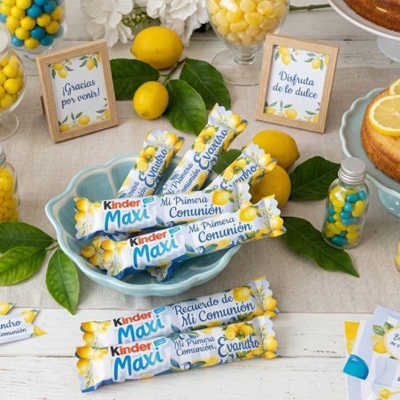 Envoltorio Personalizado Kinder Maxi Comunión Limones | Detalle Fresco