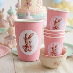 Lote de 10 Vasos de Papel Personalizados Temática Conejo | Fiesta Cuqui