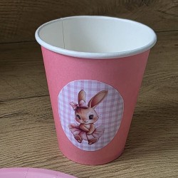 Lote de 10 Vasos de Papel Personalizados Temática Conejo | Fiesta Cuqui