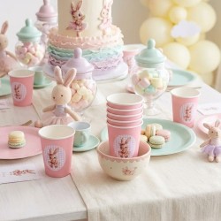 Lote de 10 Vasos de Papel Personalizados Temática Conejo | Fiesta Cuqui