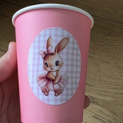 Lote de 10 Vasos de Papel Personalizados Temática Conejo | Fiesta Cuqui