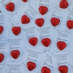 Tarjeta de Agradecimiento con Chocolatina Corazón | Detalle Completo Cuqui