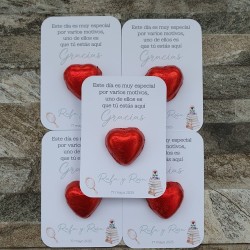 Tarjeta de Agradecimiento con Chocolatina Corazón Bella y Bestia Disney