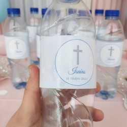 Etiqueta Personalizada para Botella de Agua | Temática Cruz Comunión